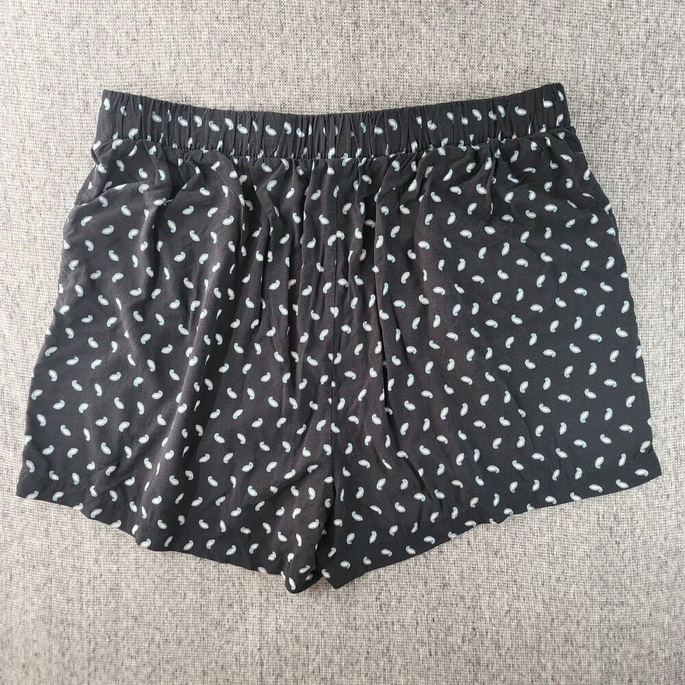 Torrid Paisley Pleated Front Shorts Womens 2 2X Black Blue Elastic Waist Slash